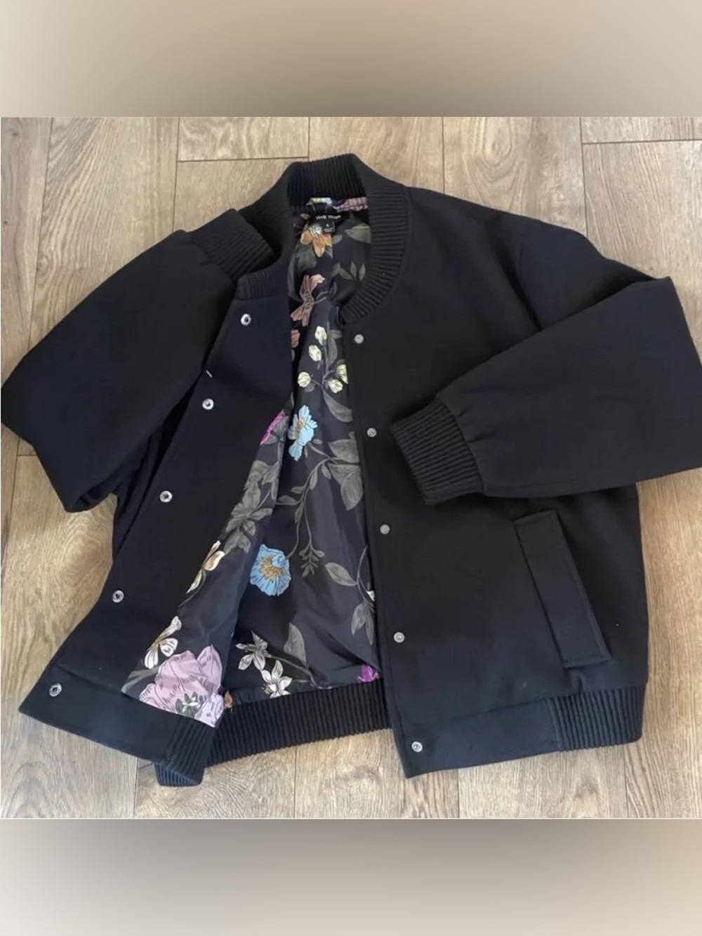 Well Worn Black Jacket with Floral Lining